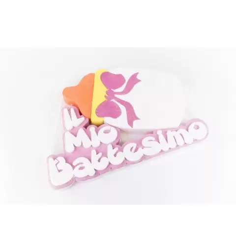 16 PALLONCINI IN LATTICE ROSA IL MIO BATTESIMO FIOCCO PA21