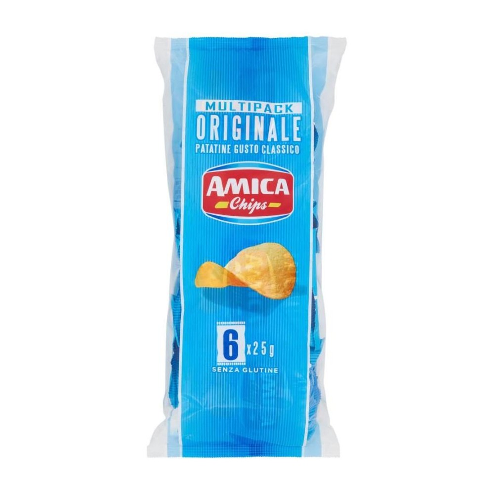 AMICA Chips Patatina Classica Originale, Snack Senza Glutine 6 pz 25 gr