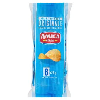 AMICA Chips Patatina Classica Originale, Snack Senza Glutine 6 pz 25 gr