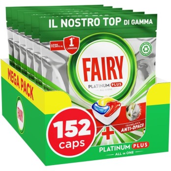 Fairy Platinum Detersivo Pastiglie Lavastoviglie Plus, Brillantante Limone 152 capsule