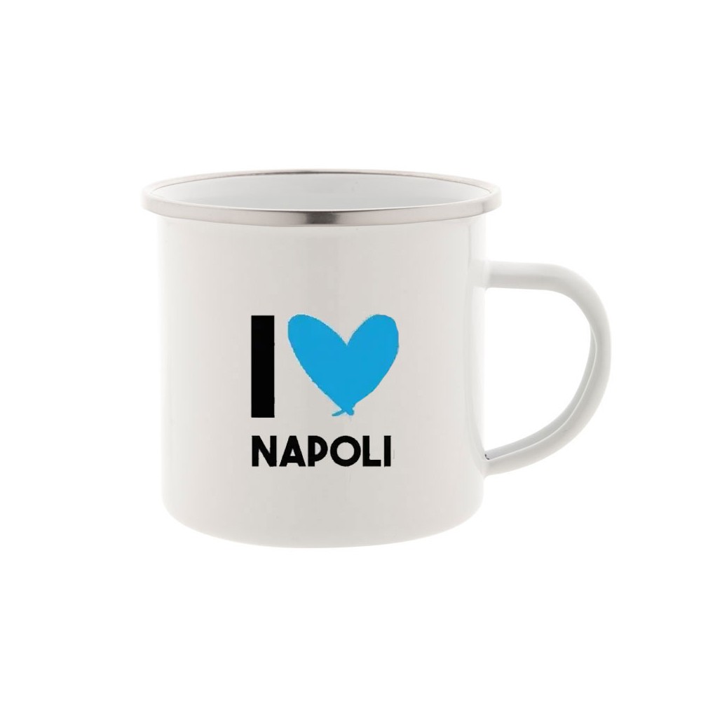 Tazza Vintage in metallo I Love Napoli Personalizzabile