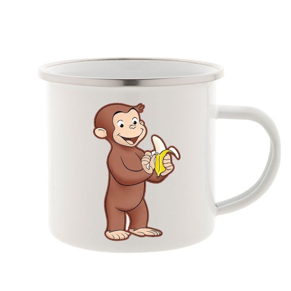 Tazza Vintage in metallo Curioso come George Personalizzabile