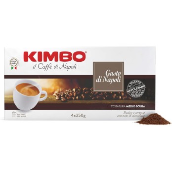 Kimbo Caffè Macinato - 1 Kg - Gusto di Napoli - 4 Confezioni da 250gr