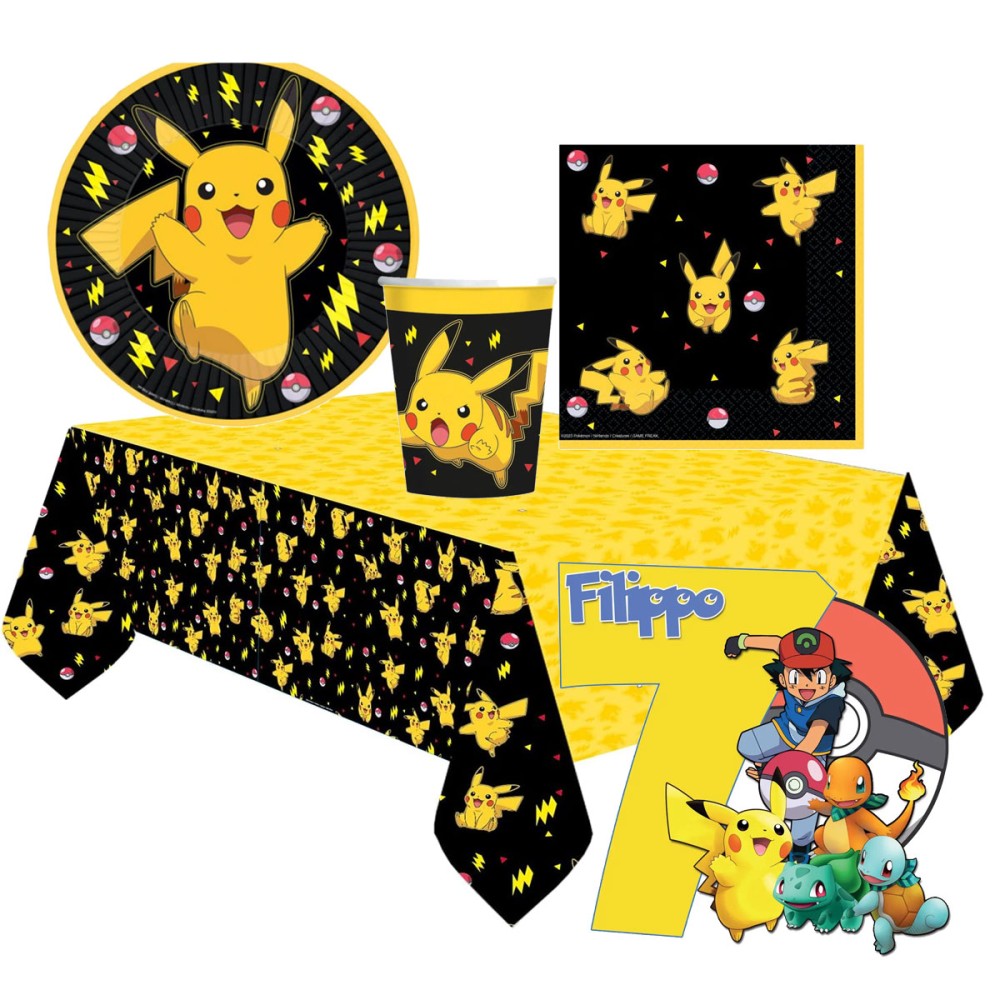 Kit n 81 Addobbi festa Pokemon con sagoma polistirolo personalizzabile