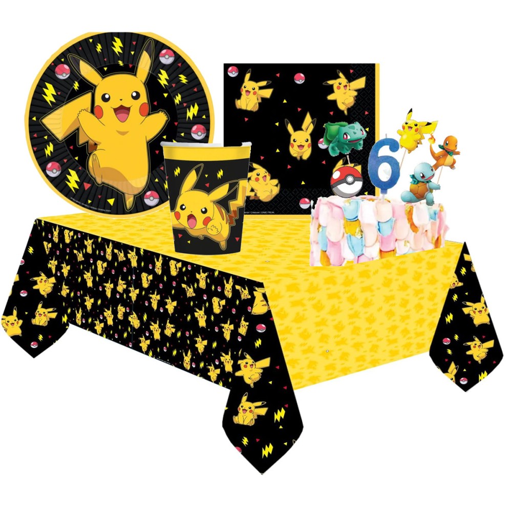 Kit 8 persone Pokemon con picks torta e candelina