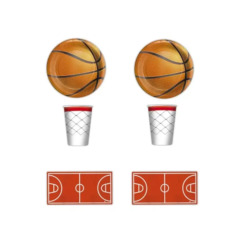 KIT N 2 COMPLEANNO BASKET NEW COORDINATO TAVOLA PALLA A CANESTRO SPORT