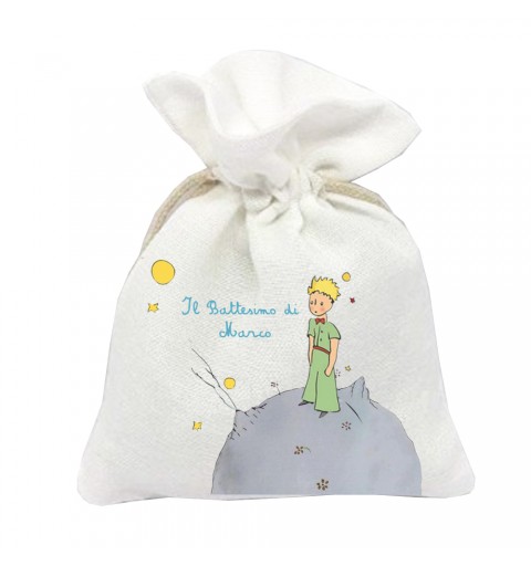10 SACCHETTI BEIGE BATTESIMO PICCOLO PRINCIPE PERSONALIZZABILI