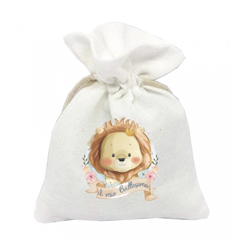 10 SACCHETTI BATTESIMO LEONCINO PERSONALIZZABILI