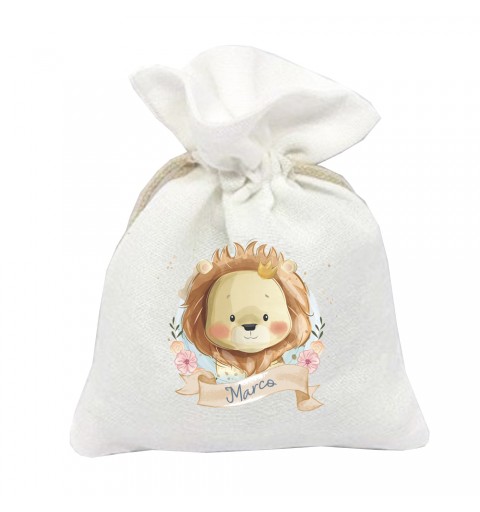 10 SACCHETTI BATTESIMO LEONCINO PERSONALIZZABILI