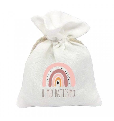10 SACCHETTI BOHO BATTESIMO ROSA PERSONALIZZABILI