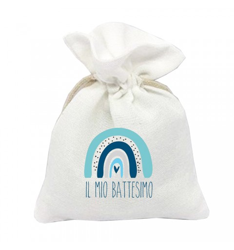 10 SACCHETTI BOHO BATTESIMO CELESTE PERSONALIZZABILI