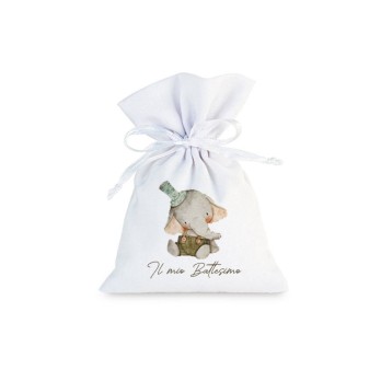 10 Sacchetti battesimo Elefantino Green personalizzabili
