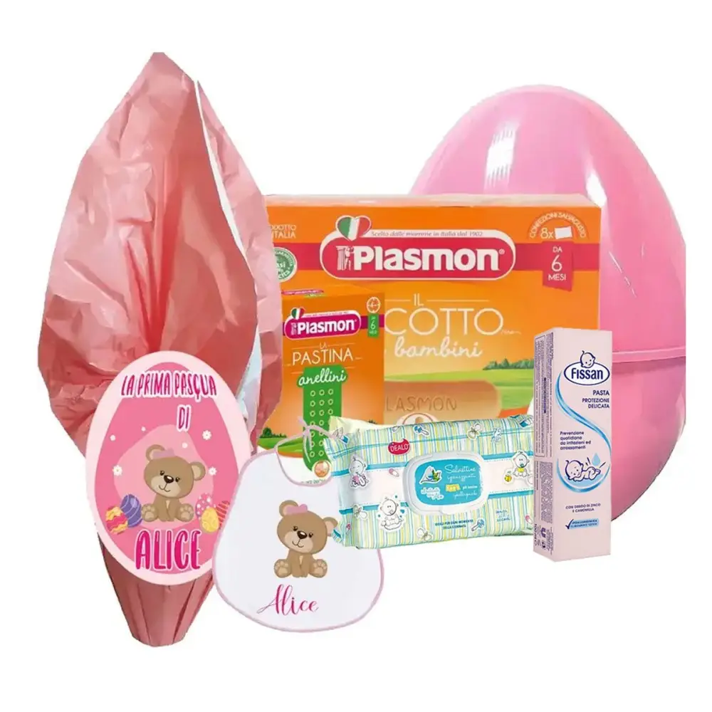 Set Uovo di Pasqua Orsetta Rosa Plasmon Personalizzabile