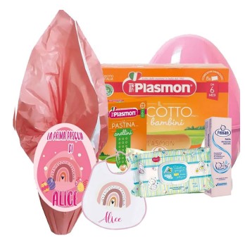 Set Uovo di Pasqua Arcobaleno Boho Rosa Plasmon Personalizzabile