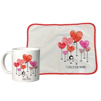 Tovaglietta Americana + tazza alberi festa della mamma personalizzabili