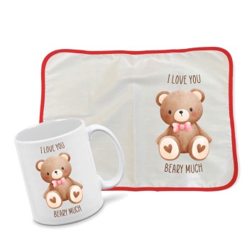 Tovaglietta Americana + tazza I love beary much personalizzabile