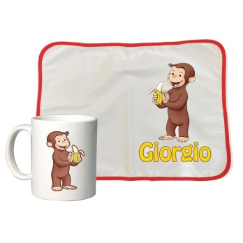 Tovaglietta Americana + tazza Curioso come George personalizzabile
