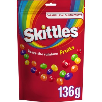 Skittles Fruits, Caramelle Americane Rotonde Colorate a tutti i Gusti della Frutta15 confezioni da 136 g
