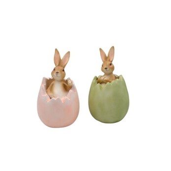Coniglio uovo in resina 17 cm B09 modelli assortiti e casuali