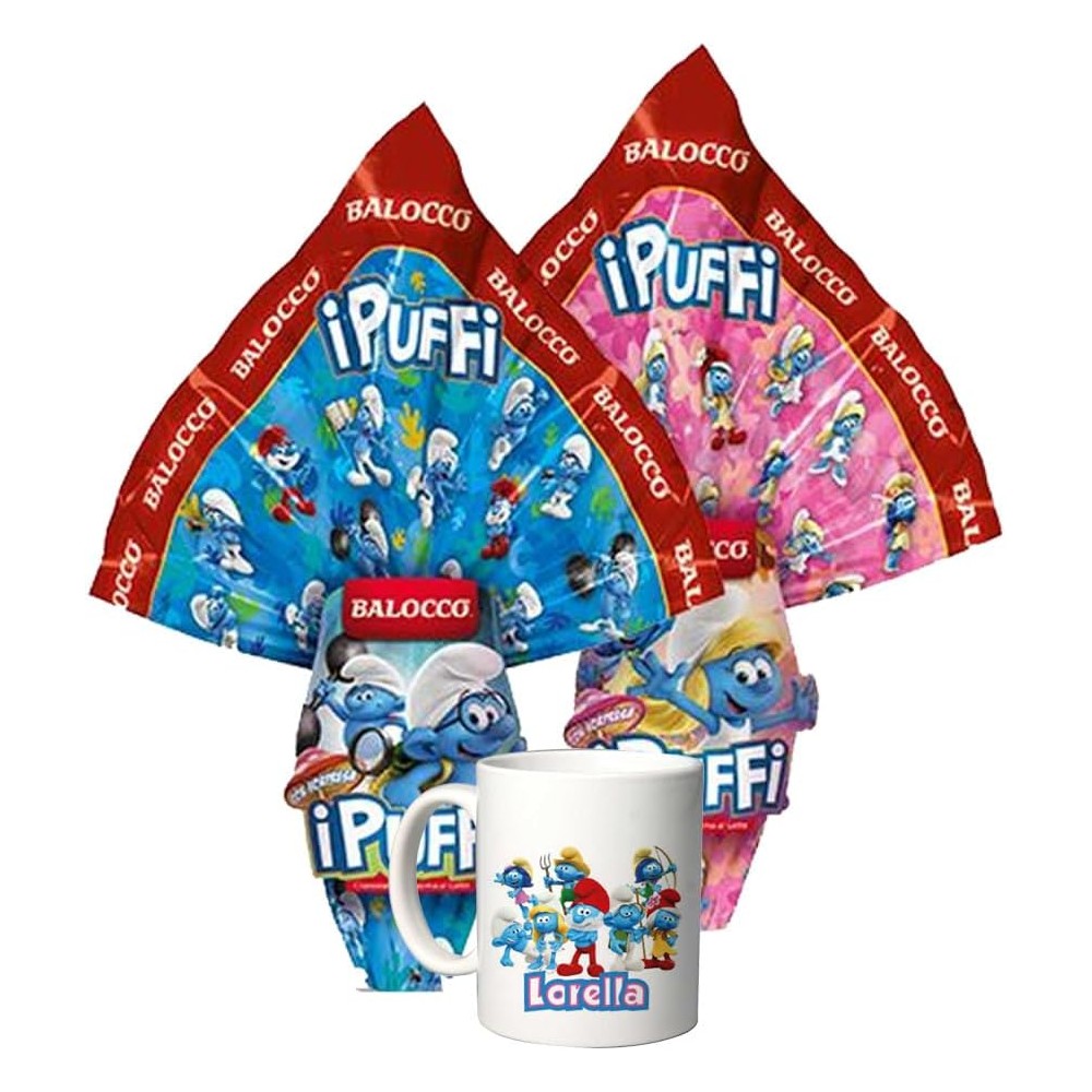 Uovo di Pasqua Puffi Cioccolato al latte 150 g+ tazza personalizzabile