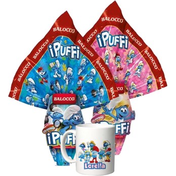 Uovo di Pasqua Puffi Cioccolato al latte 150 g+ tazza personalizzabile