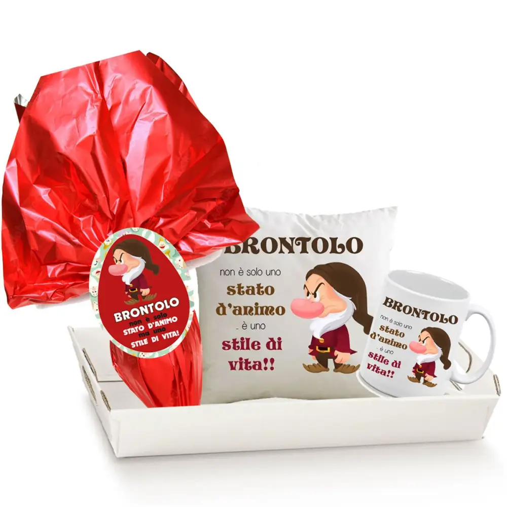 Set Uovo di Pasqua Brontolo con cuscino e tazza fai da te