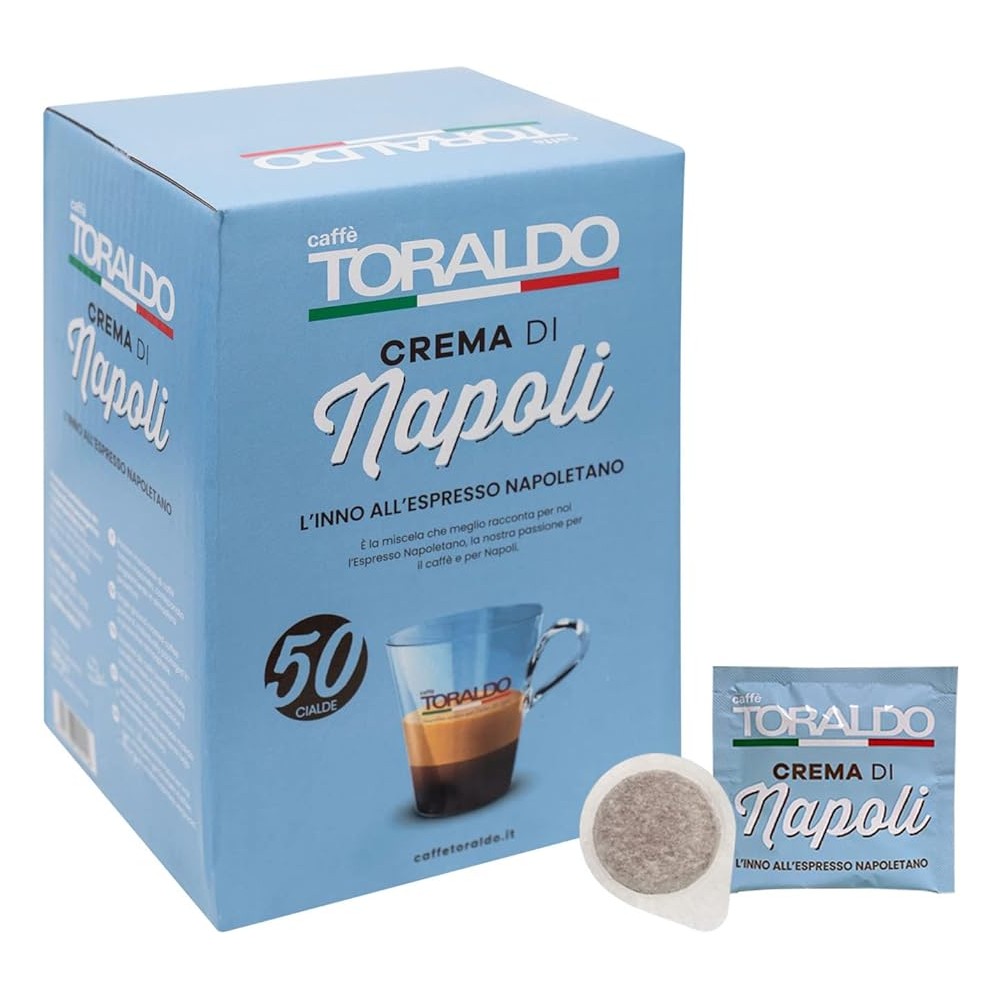Set regalo 2 conf. Cialde 50 pz Caffè Toraldo Crema di Napoli + 2 tazzine Brontolo personalizzabili