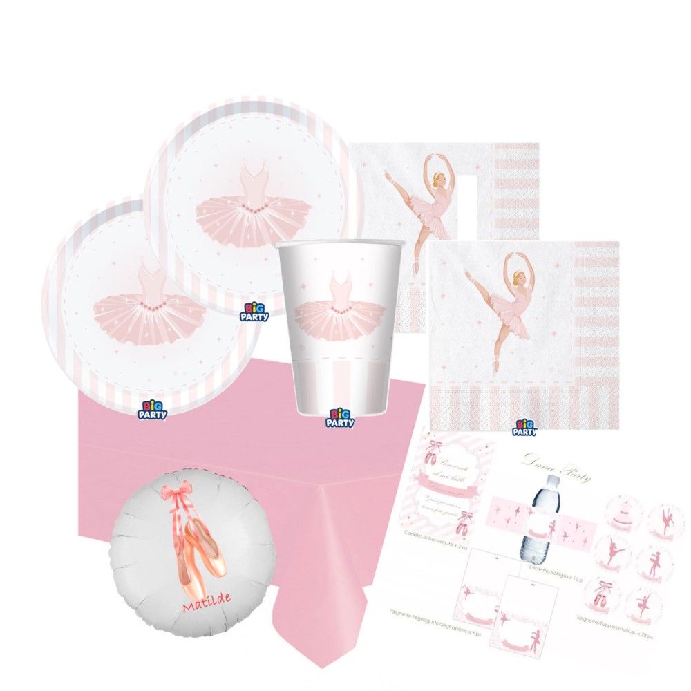 KIT N.70 I LOVE BALLET - COMPLETO TAVOLA CON SET DI CARTA