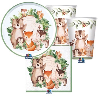 Kit 6 persone animaletti del bosco wood animals