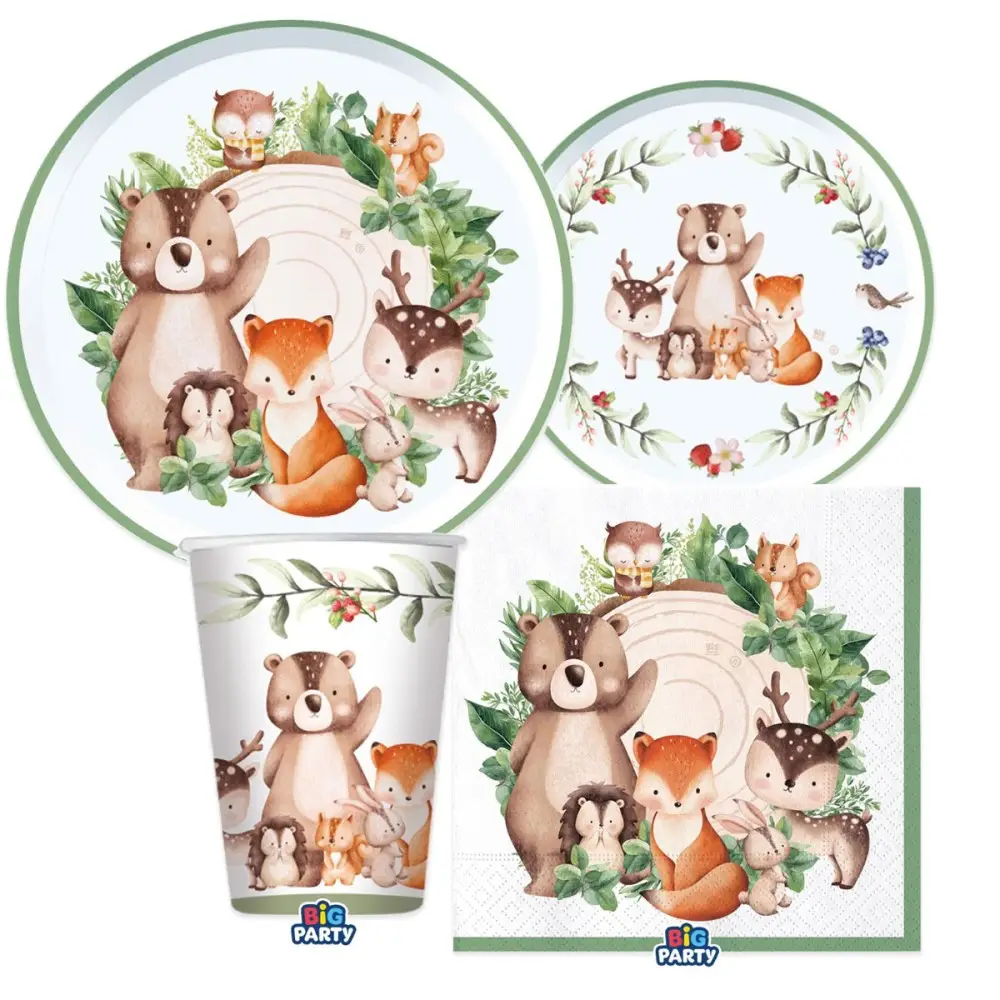 Kit 6 persone animaletti del bosco wood animals