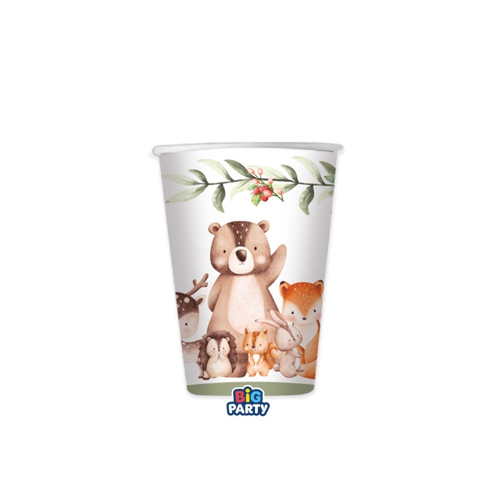 Kit 12 persone animaletti del bosco wood animals con piatti dessert