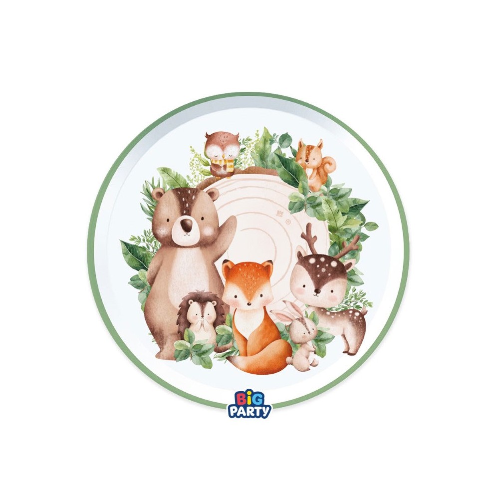 Kit 12 persone animaletti del bosco wood animals con piatti dessert
