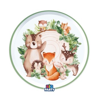 Kit 12 persone animaletti del bosco wood animals con piatti dessert
