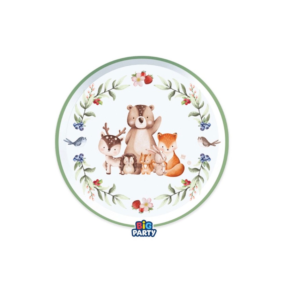 Kit 12 persone animaletti del bosco wood animals con piatti dessert