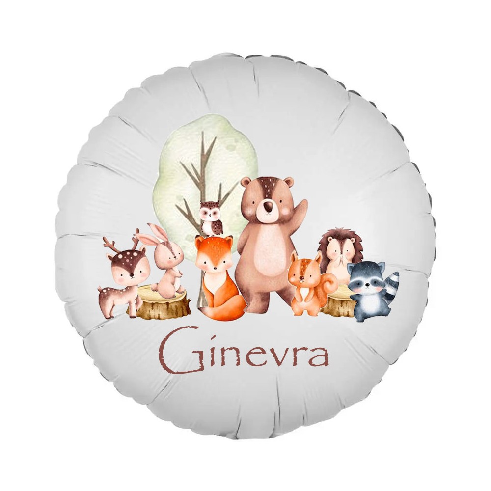 Palloncino foil personalizzabile Animaletti del bosco