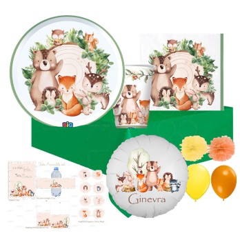 Kit 12 persone animaletti del bosco wood animals con festa in carta