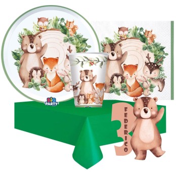 Kit 6 persone animaletti del bosco wood animals con sagoma personalzizabile