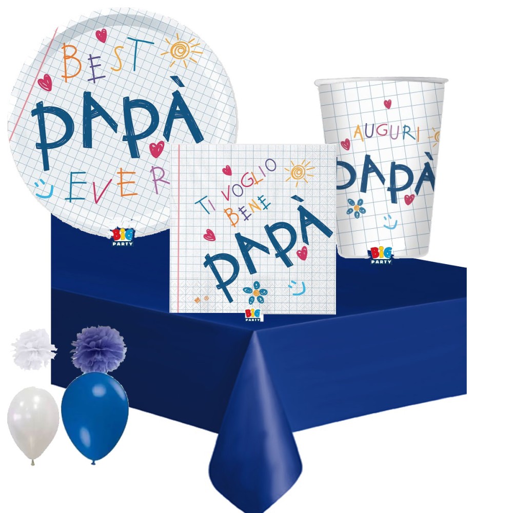 Kit per 6 persone Festa del Papà con fluffy e palloncini