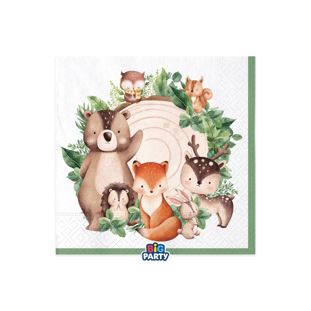 16 Tovaglioli 33 x 33 cm Wood Animals76552
