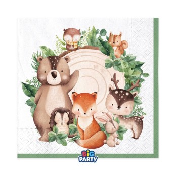16 Tovaglioli 33 x 33 cm Wood Animals76552