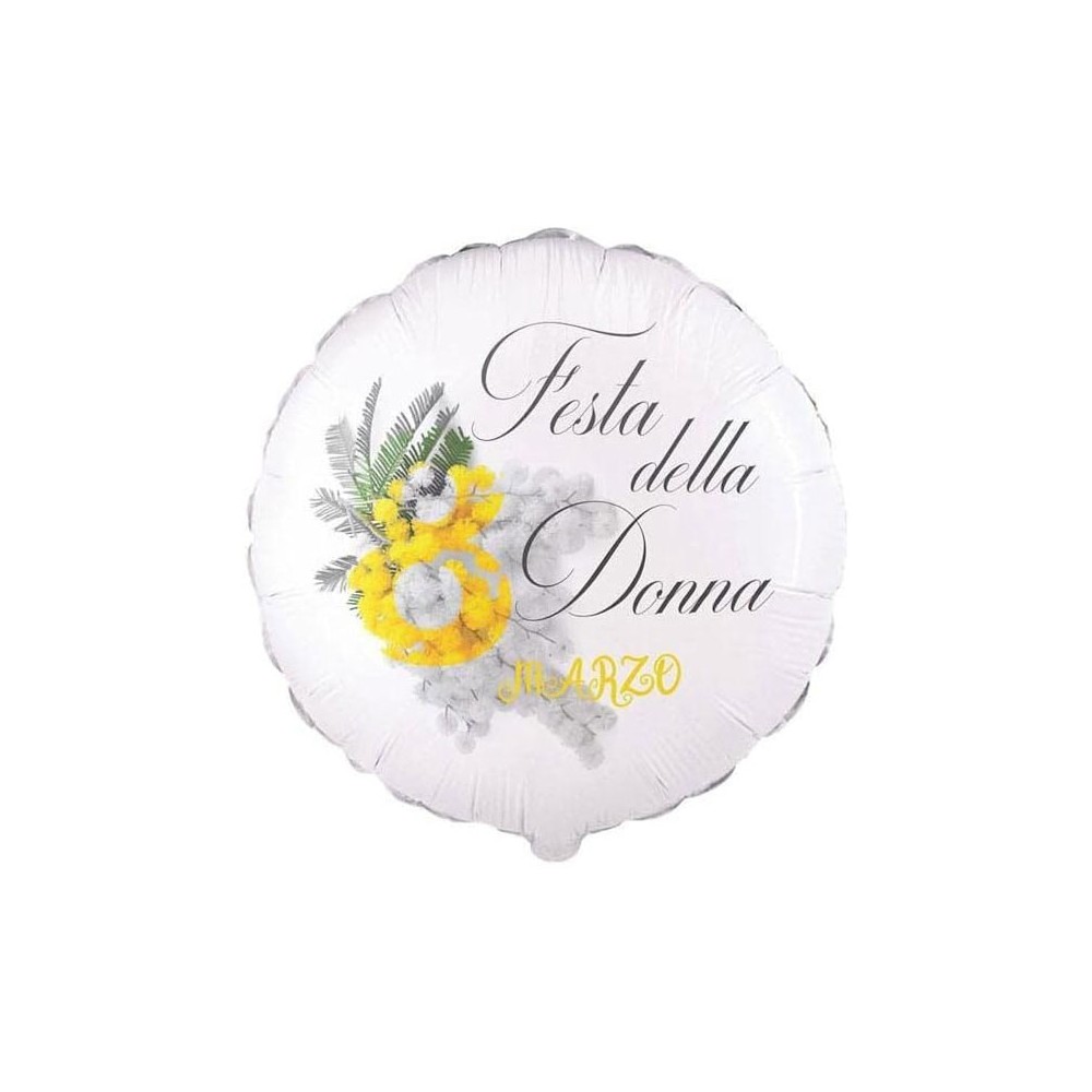 Palloncino foil Festa della Donna 8 Marzo Tondo 18 43 cm PAL4309-18