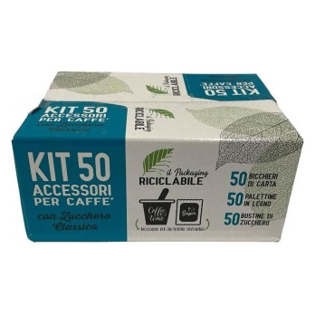 Kit 50 Accessori per Caffe' con Zucchero Classico Gr 200