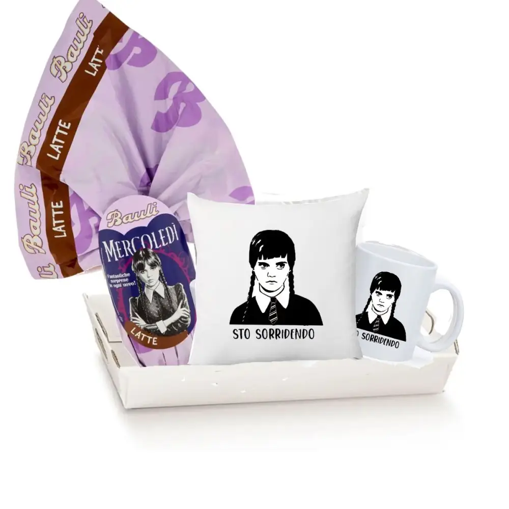 Set Uovo di Pasqua Mercoledì Addams con cuscino e tazza fai da te