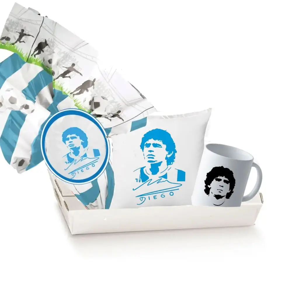 Set Uovo di Pasqua Diego Armando Maradona con cuscino e tazza fai da te