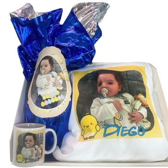 Set Uovo di Pasqua personalizzabile con cuscino e tazza fai da te