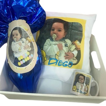 Set Uovo di Pasqua personalizzabile con cuscino e tazza fai da te