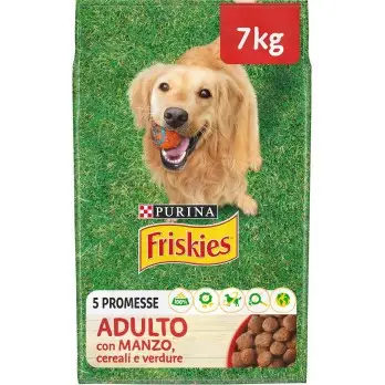 PURINA FRISKIES Crocchette per Cani Adulti con Manzo, Cereali e Verdure Sacco da 7kg