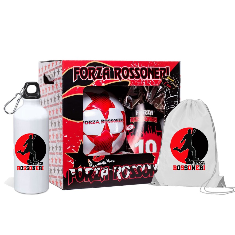 Uovo di Pasqua 150 g Milan rosso nero Con Pallone n.5 + sacca e borraccia