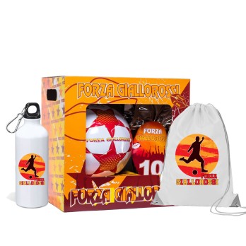 Uovo di Pasqua 150 g Roma giallo rosso Con Pallone n.5 + sacca e borraccia