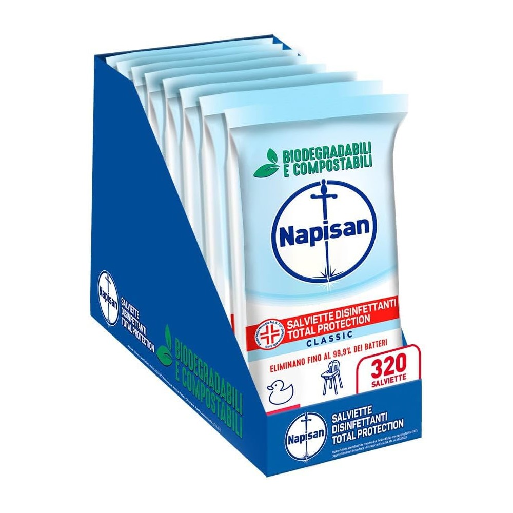 Napisan Salviette Disinfettanti Total Protection Confezione da 8 Pacchi x 40